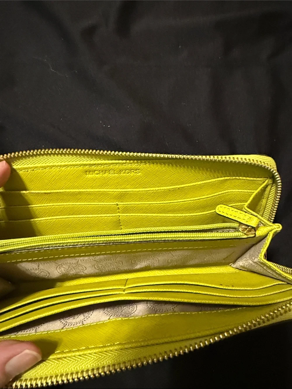 Michael Kors Bright Yellow Saffiano Zip Around Wallet